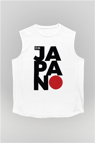 Japonya Beyaz Unisex Kolsuz Tişört