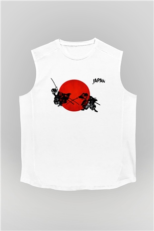 Japonya Beyaz Unisex Kolsuz Tişört