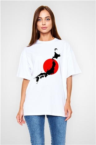 Japonya Beyaz Unisex Oversize Tişört T-Shirt