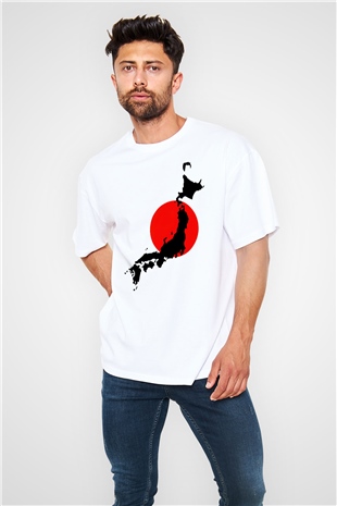Japonya Beyaz Unisex Oversize Tişört T-Shirt