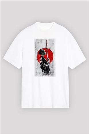 Japonya Beyaz Unisex Oversize Tişört T-Shirt