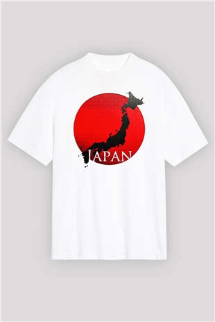 Japonya Beyaz Unisex Oversize Tişört T-Shirt