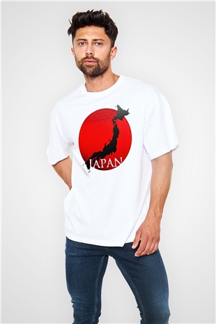 Japonya Beyaz Unisex Oversize Tişört T-Shirt