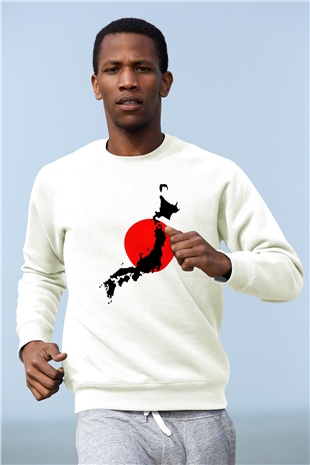 Japonya Beyaz Unisex Sweatshirt