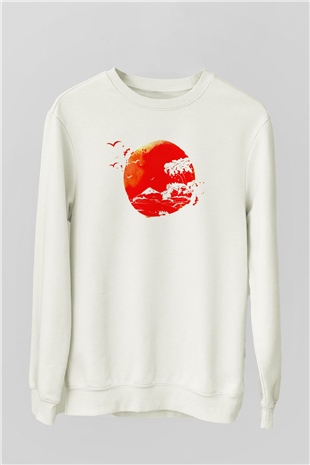 Japonya Beyaz Unisex Sweatshirt