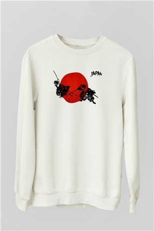 Japonya Beyaz Unisex Sweatshirt