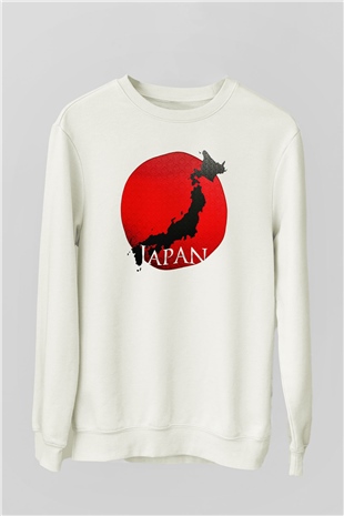 Japonya Beyaz Unisex Sweatshirt