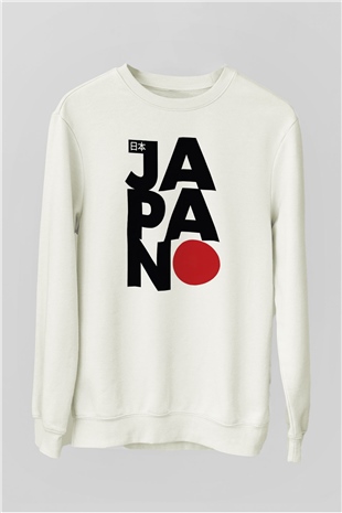 Japonya Beyaz Unisex Sweatshirt