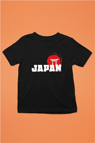 Japonya Siyah Unisex Çocuk Tişört