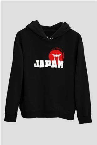 Japonya Siyah Unisex Hoodie