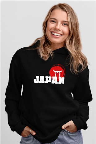 Japonya Siyah Unisex Hoodie