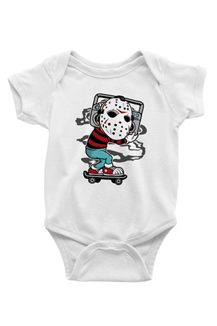 Jason Boombox Baskılı Unisex Beyaz Bebek Body - Zıbın