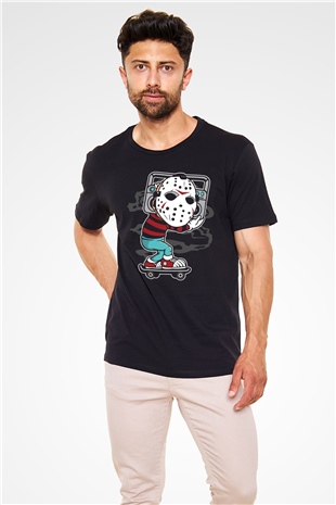 Jason Boombox Baskılı Unisex Siyah Tişört