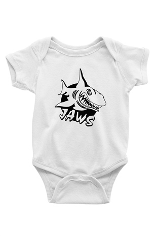 Jaws Baskılı Beyaz Unisex Bebek Body - Zıbın