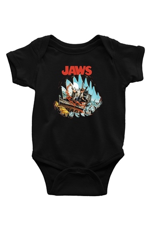 Jaws Baskılı Siyah Bebek Body - Zıbın
