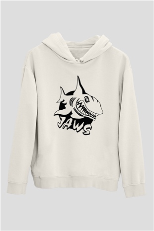 Jaws Beyaz Unisex Hoodie