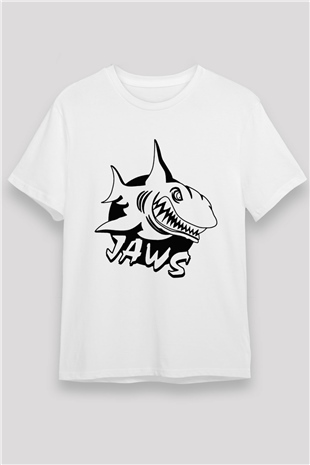 Jaws Beyaz Unisex Tişört T-Shirt