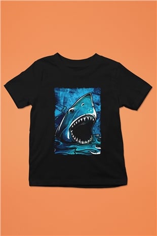Jaws Siyah Unisex Çocuk Tişört