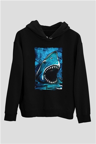 Jaws Siyah Unisex Hoodie