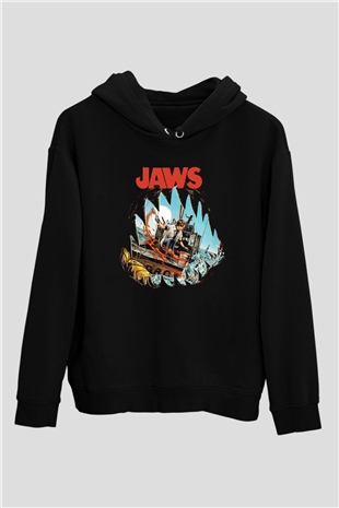 Jaws Siyah Unisex Hoodie