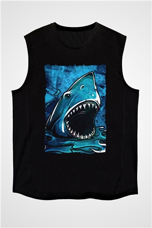 Jaws Siyah Unisex Kolsuz Tişört