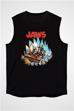 Jaws Siyah Unisex Kolsuz Tişört