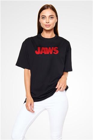 Jaws Siyah Unisex Oversize Tişört T-Shirt
