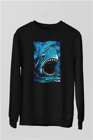 Jaws Siyah Unisex Sweatshirt