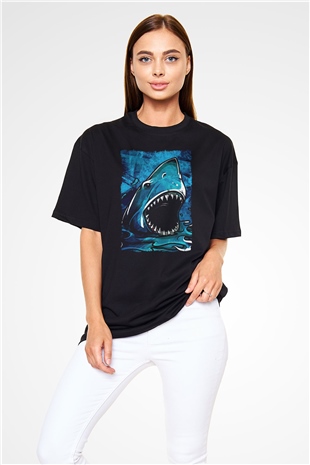 Jaws Siyah Oversize Tişört Oversize T-shirt