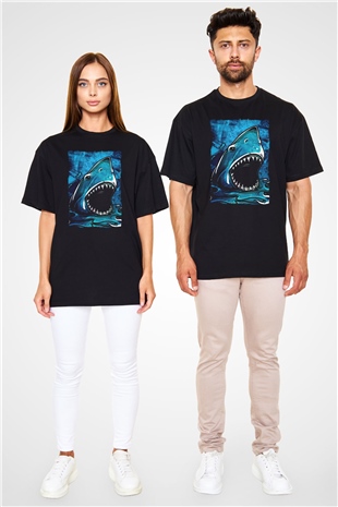 Jaws Siyah Oversize Tişört Oversize T-shirt