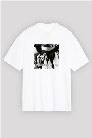 Jay-Z Baskılı Oversize Beyaz Tişört