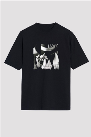 Jay-Z Baskılı Unisex Oversize Siyah Tişört