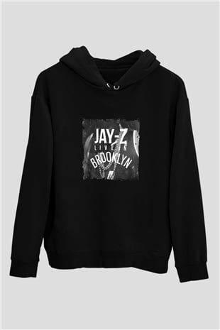 Jay-Z Baskılı Unisex Siyah Hoodie