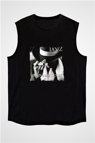 Jay-Z Baskılı Unisex Siyah Kolsuz Tişört