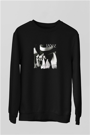 Jay-Z Baskılı Unisex Siyah Sweatshirt