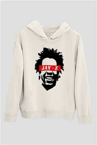Jay-Z Beyaz Unisex Kapüşonlu Sweatshirt