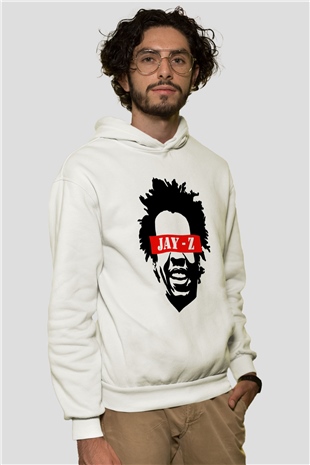 Jay-Z Beyaz Unisex Kapüşonlu Sweatshirt