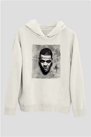 Jay-Z Beyaz Unisex Kapüşonlu Sweatshirt