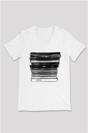 Jay-Z Beyaz Unisex V Yaka Tişört T-Shirt