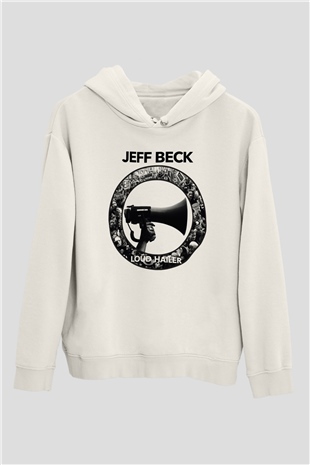 Jeff Beck Beyaz Unisex Kapşonlu Sweatshirt