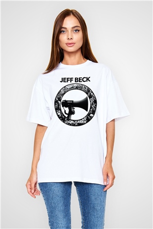 Jeff Beck Beyaz Unisex Oversize Tişört T-Shirt