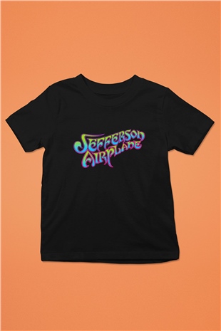 Jefferson Airplane Baskılı Siyah Unisex Çocuk Tişört