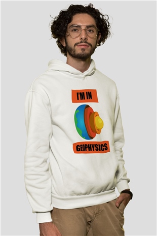 Jeofizik mühendisi Beyaz Unisex Kapüşonlu Sweatshirt