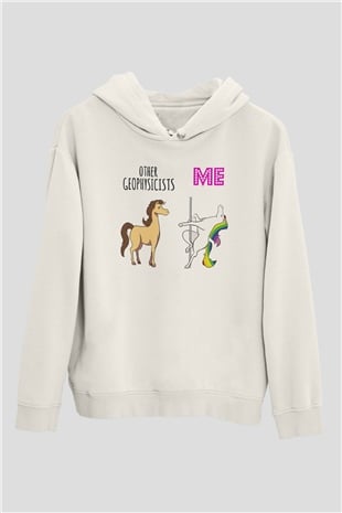 Jeofizik mühendisi Beyaz Unisex Kapüşonlu Sweatshirt