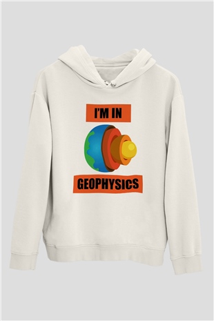 Jeofizik mühendisi Beyaz Unisex Kapüşonlu Sweatshirt