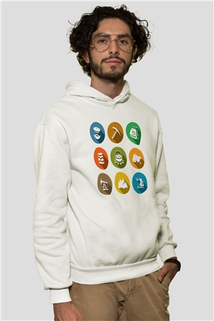 Jeolog Beyaz Unisex Hoodie