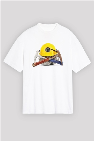 Jeolog Beyaz Unisex Oversize Tişört T-Shirt