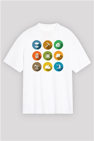Jeolog Beyaz Unisex Oversize Tişört T-Shirt