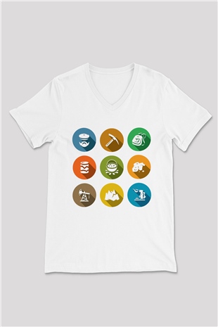 Jeolog Beyaz Unisex V Yaka Tişört T-Shirt