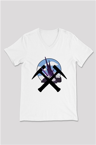 Jeolog Beyaz Unisex V Yaka Tişört T-Shirt